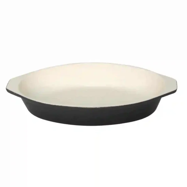 Vogue Black Cast Iron Oval Gratin Dish 650ml