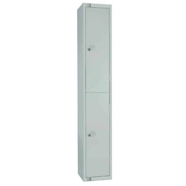 Elite Double Door Padlock Locker with Sloping Top Grey