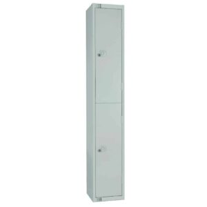 Elite Double Door Padlock Locker with Sloping Top Grey