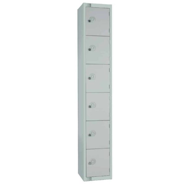 Elite Six Door Padlock Locker with Sloping Top Grey