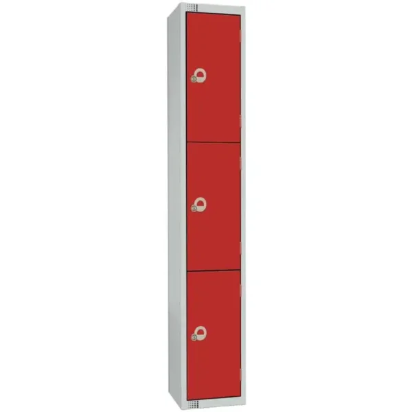 Elite Four Door Electronic Combination Locker with Sloping Top Red