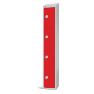 Elite Four Door Padlock Locker with Sloping Top Red