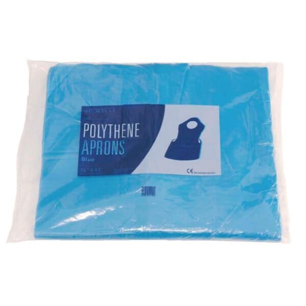 Disposable Polythene Bib Aprons Blue - Image 2