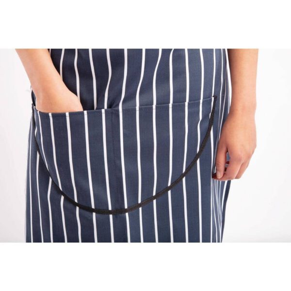Whites Butchers Apron Navy Stripe with Pocket - Image 7