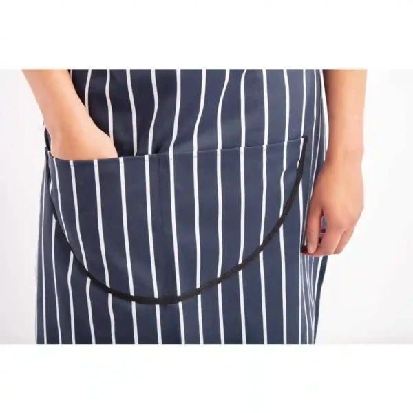 Whites Butchers Apron Navy Stripe with Pocket - Image 7