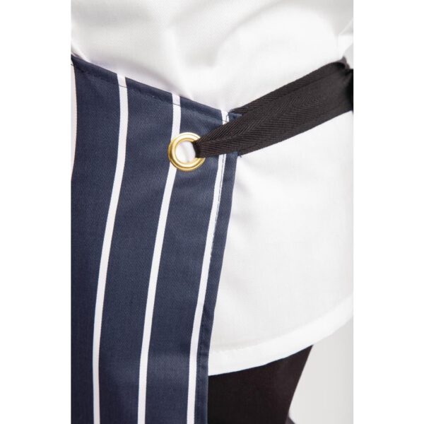Whites Butchers Apron Navy Stripe with Pocket - Image 8