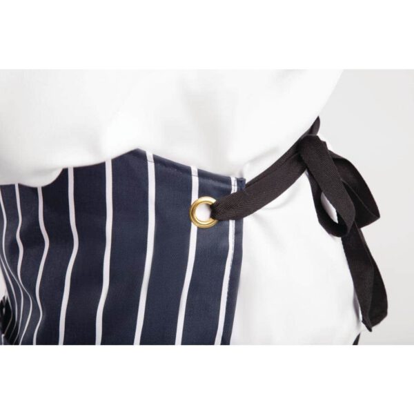 Whites Butchers Apron Navy Stripe with Pocket - Image 9