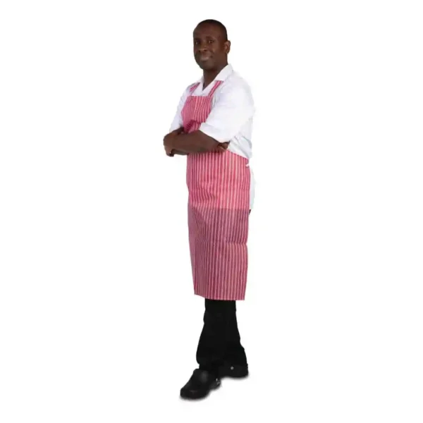 Whites Waterproof Bib Apron Red And White Stripe - Image 2