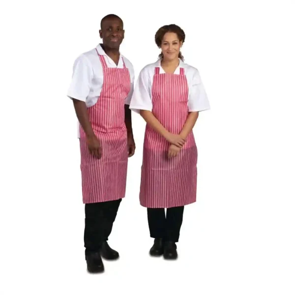 Whites Waterproof Bib Apron Red And White Stripe - Image 4