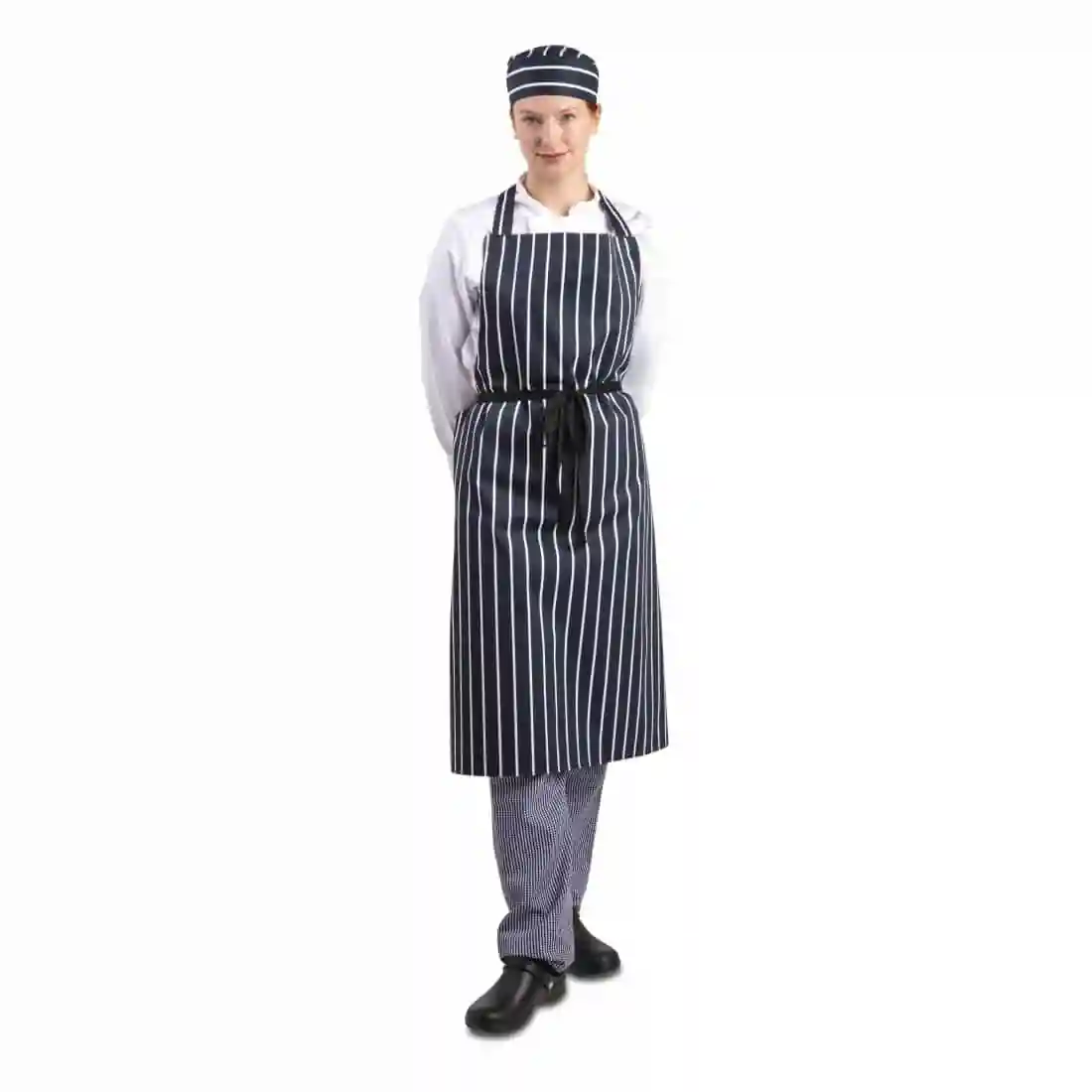 Whites Butchers Apron Navy Stripe Extra Large - Image 6
