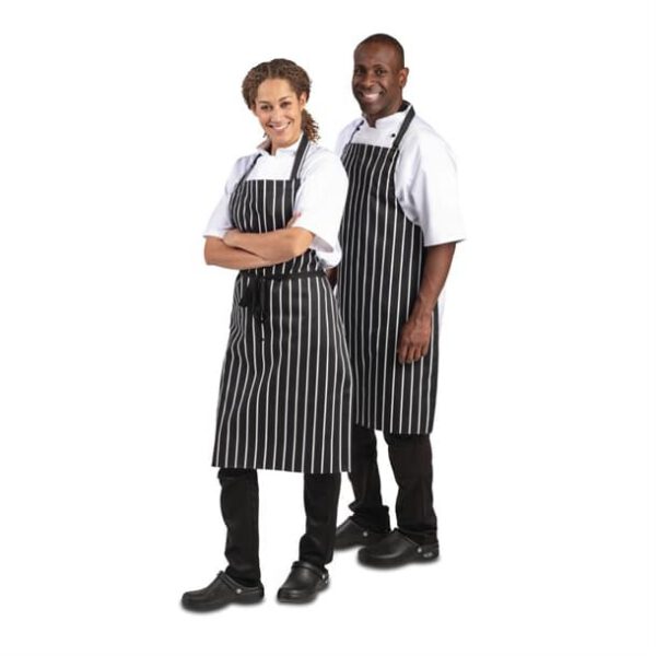 Whites Bib Apron Butchers Stripe Black - Image 5