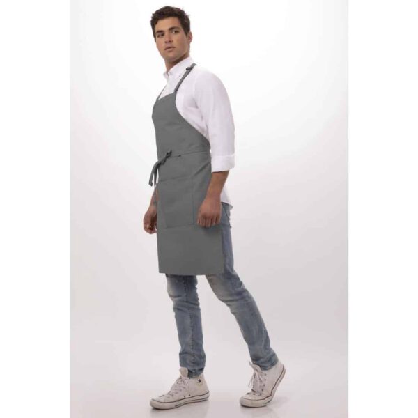 Chef Works Bib Apron Grey - Image 4