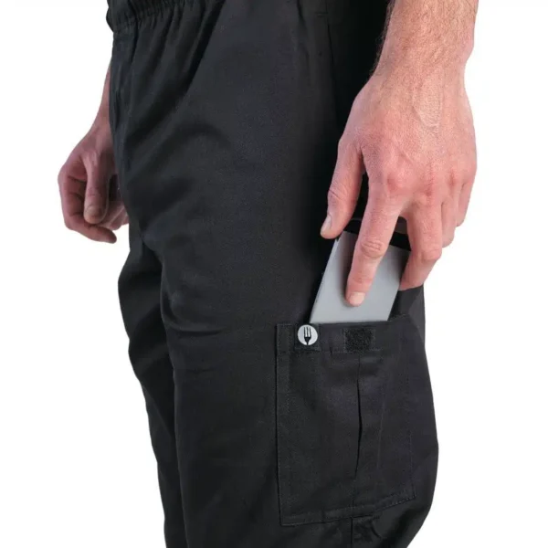 Chef Works Unisex Slim Fit Cargo Chefs Trousers Black - Image 4