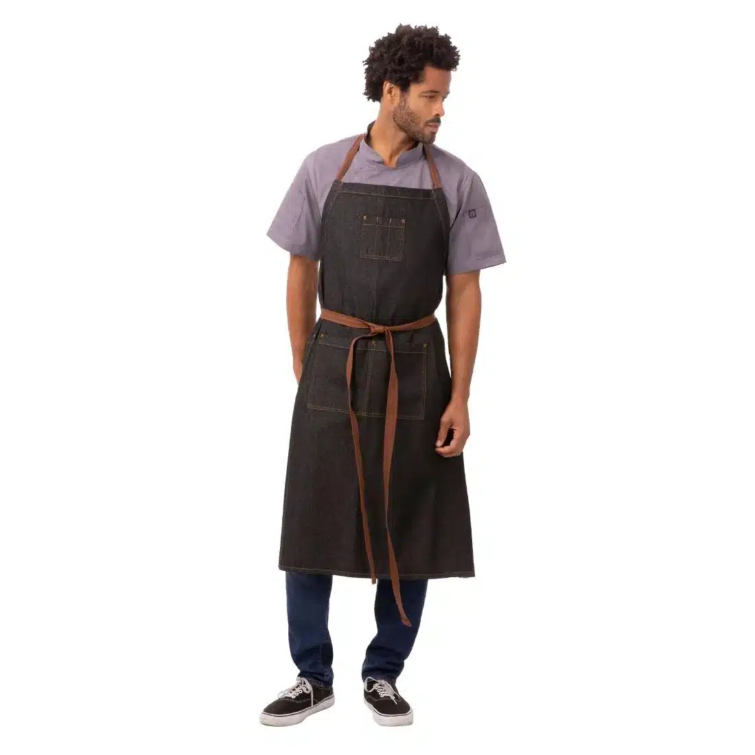 Chef Works Urban Memphis Wide Bib Apron Black - Image 2