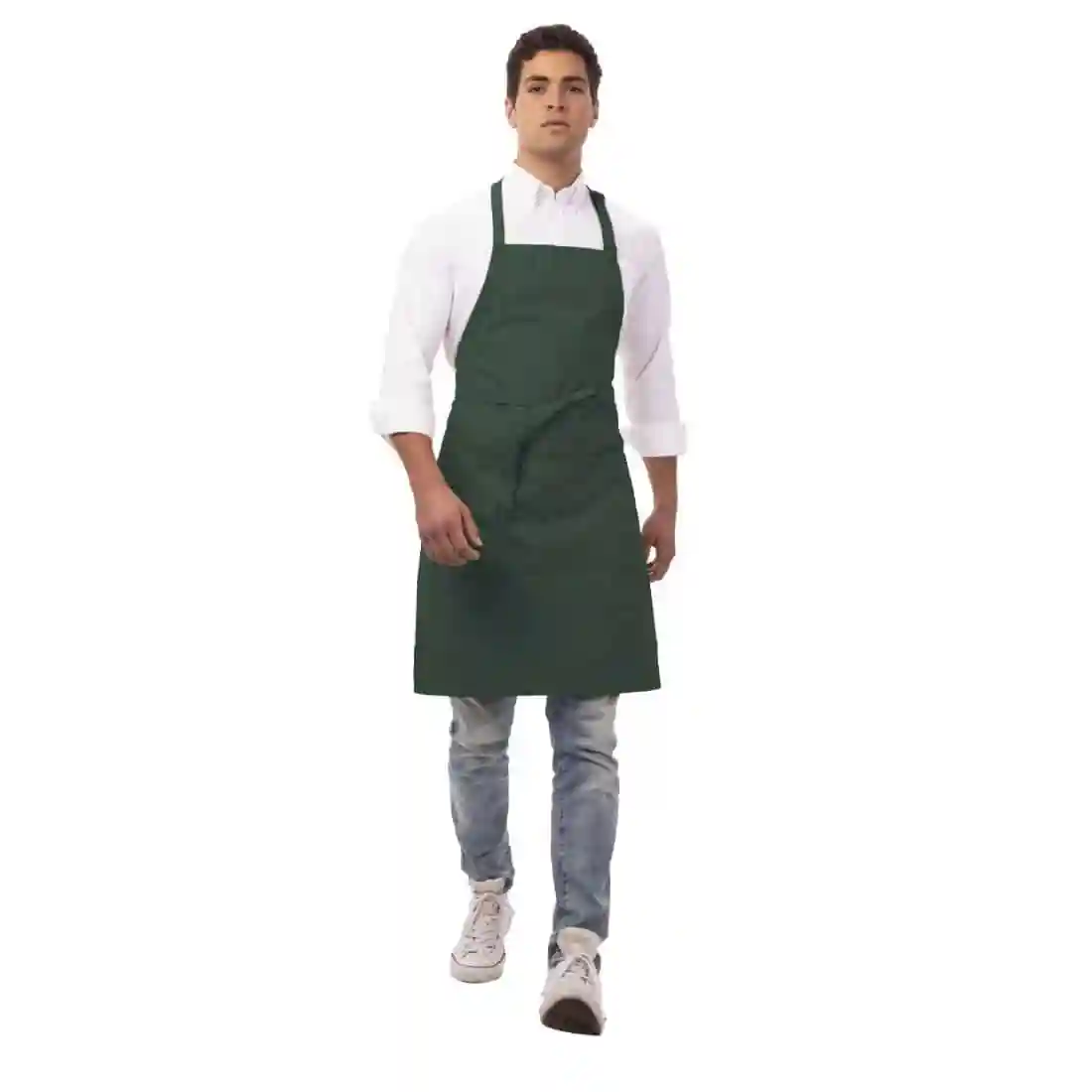 Chef Works Butchers Bib Apron Hunter Green - Image 2