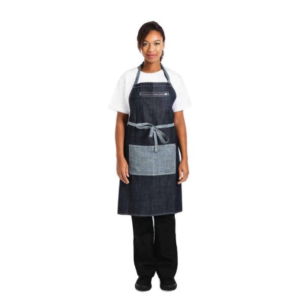 Chef Works Urban Manhattan Bib Apron Indigo - Image 3