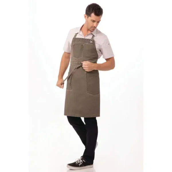 Chef Works Urban Dorset Antique Bib Apron Earth Brown - Image 5