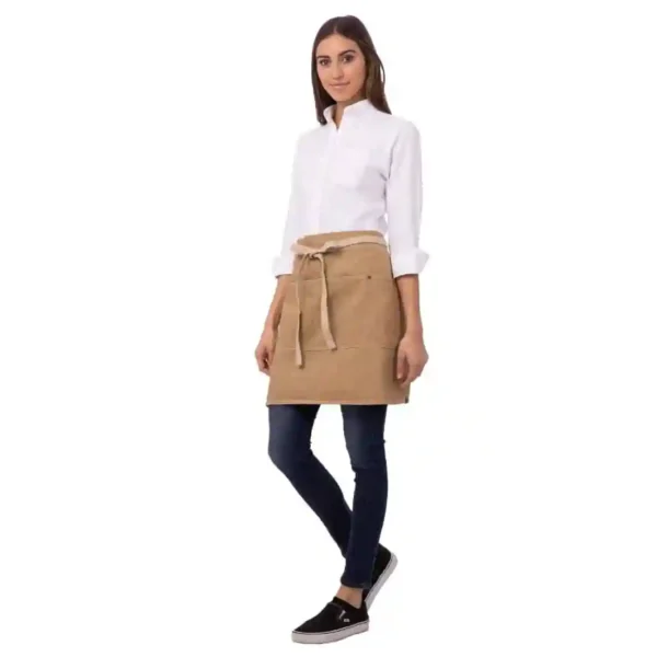 Chef Works Urban Austin Denim Half Bistro Apron Natural - Image 1