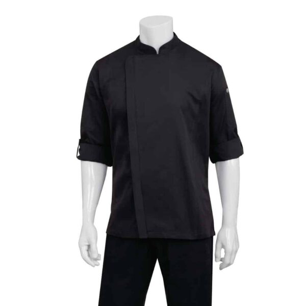 Chef Works Hartford Lightweight Zipper Black Unisex Chef Jacket
