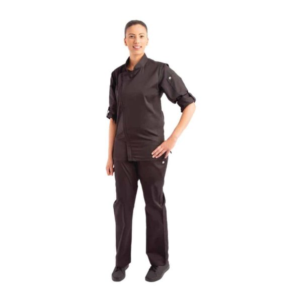 Chef Works Hartford Lightweight Zipper Black Unisex Chef Jacket