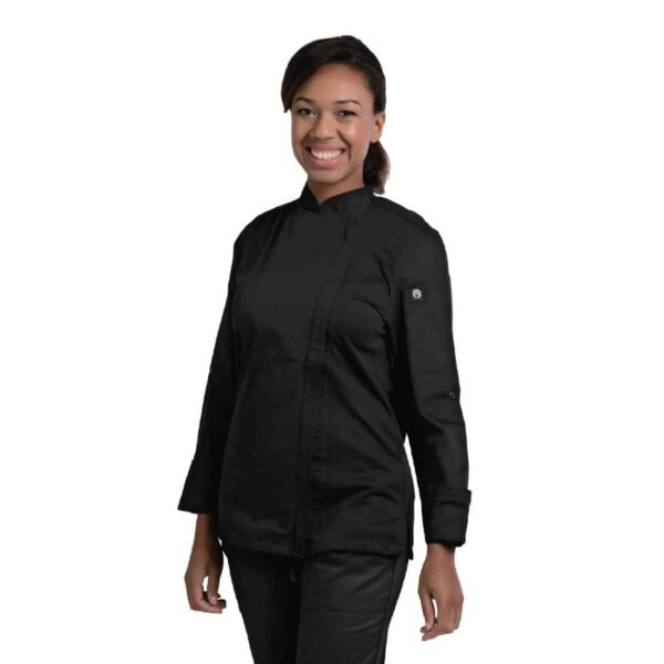 Chef Works Black Hartford Lightweight Zip Womens Chef Jacket