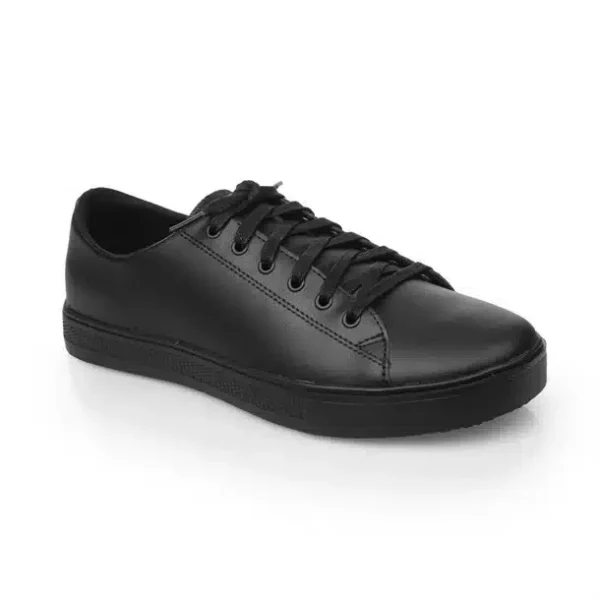 Shoes for Crews Mens Leather Slip On Black