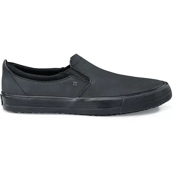 Shoes for Crews Mens Leather Slip On Black