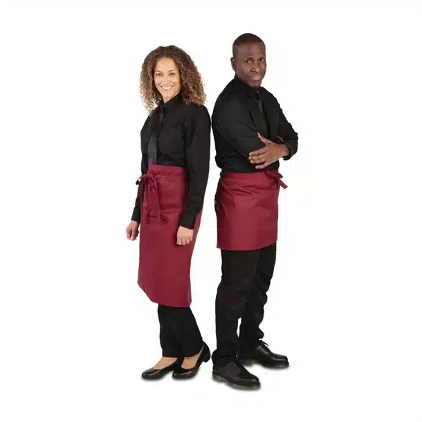 Whites Short Bistro Apron Burgundy - Image 2
