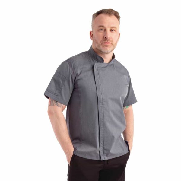 Chef Works Unisex Springfield Lightweight Short Sleeve Zipper Coat Ink Blue - Image 11