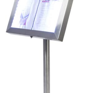 Brushed Steel Illuminated Menu Stand