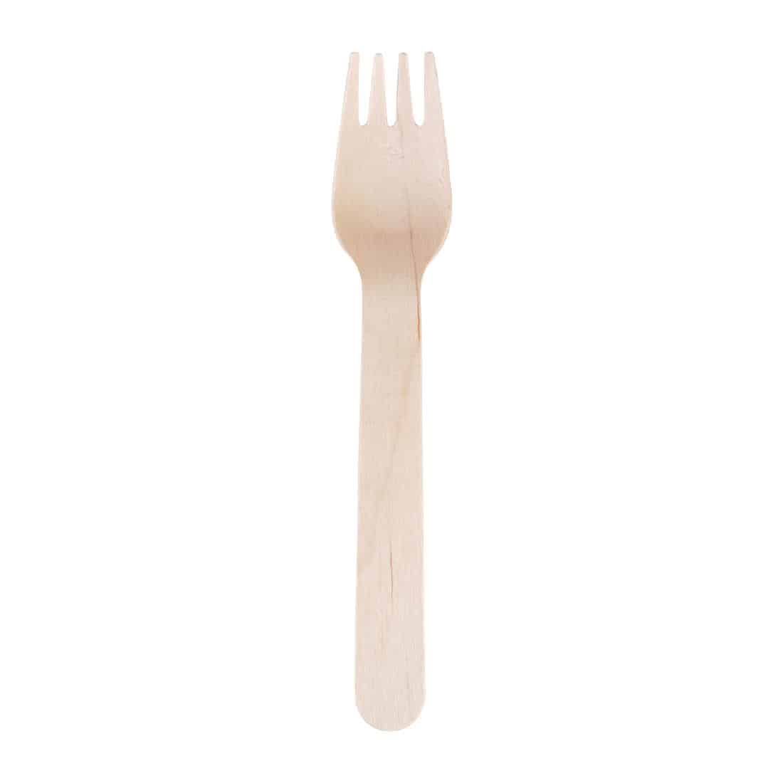 Fiesta Compostable Disposable Wooden Forks (Pack of 100) - Image 3