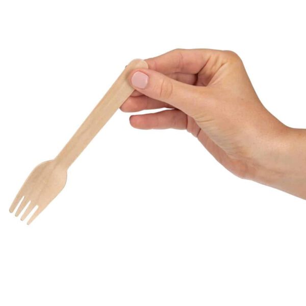 Fiesta Compostable Disposable Wooden Forks (Pack of 100) - Image 3