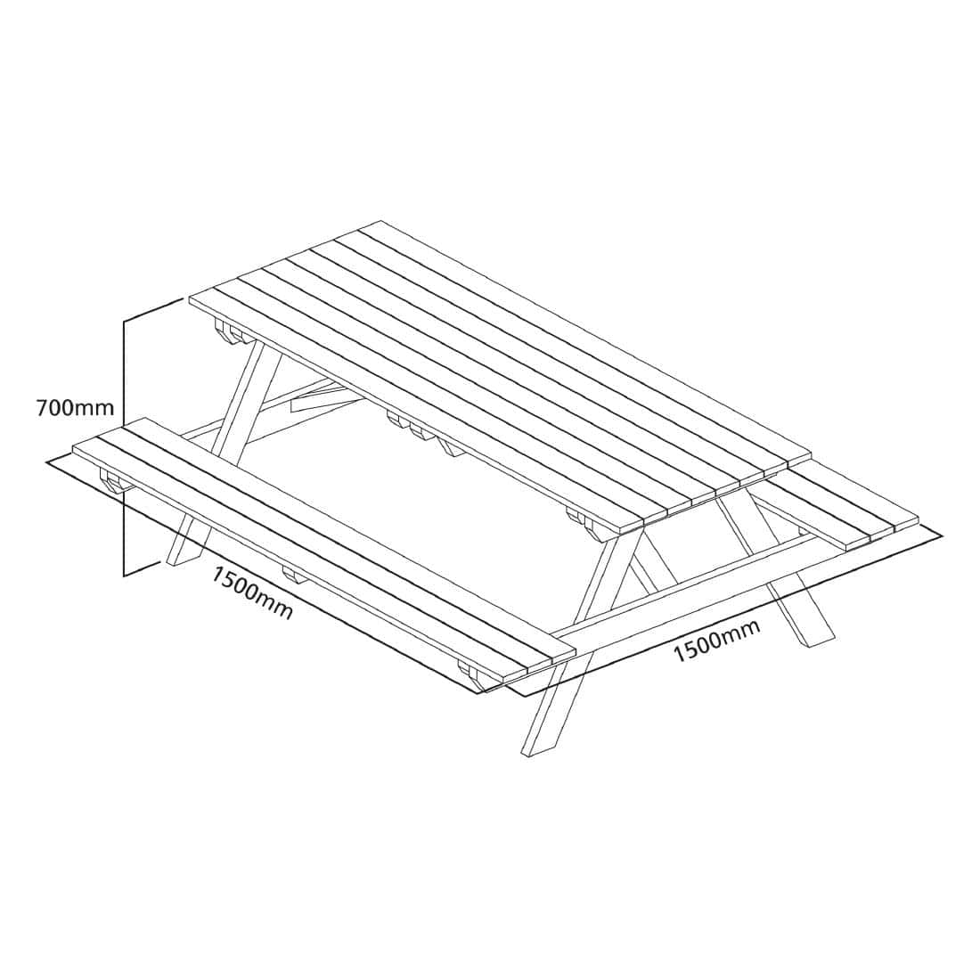 Rowlinson Wooden Picnic Bench 5ft - Image 6