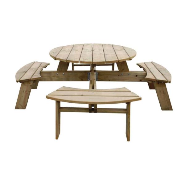 Rowlinson Round Wooden Picnic Table 6.5ft - Image 2