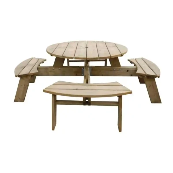 Rowlinson Round Wooden Picnic Table 6.5ft - Image 2