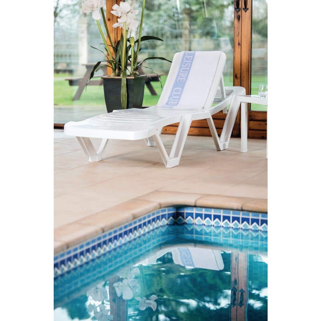 Polypropylene Sun Loungers White (Pack of 2) - Image 3