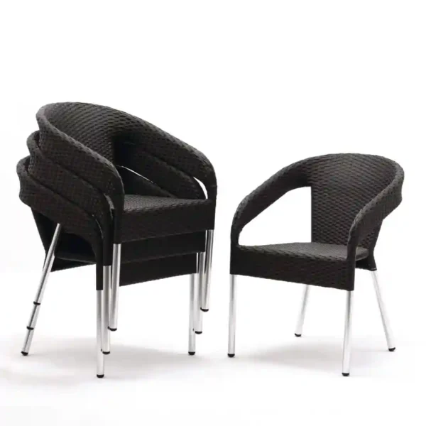 Bolero Wicker Wraparound Bistro Chairs Charcoal (Pack of 4) - Image 1