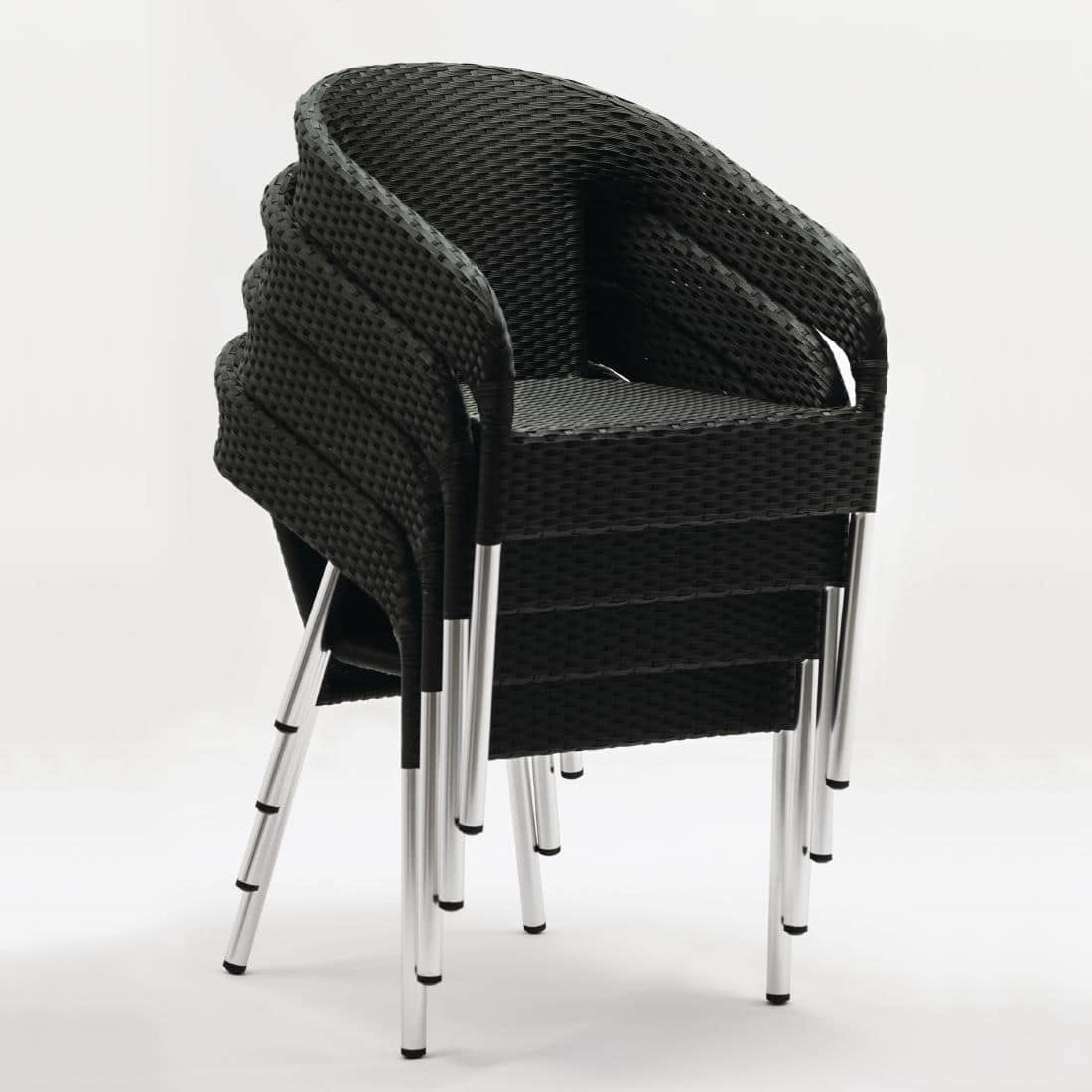 Bolero Wicker Wraparound Bistro Chairs Charcoal (Pack of 4) - Image 3