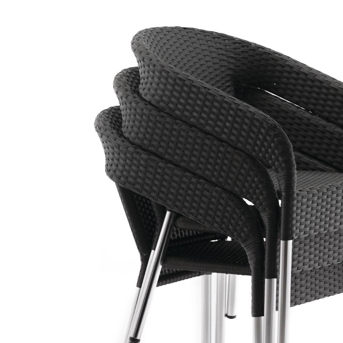 Bolero Wicker Wraparound Bistro Chairs Charcoal (Pack of 4) - Image 4