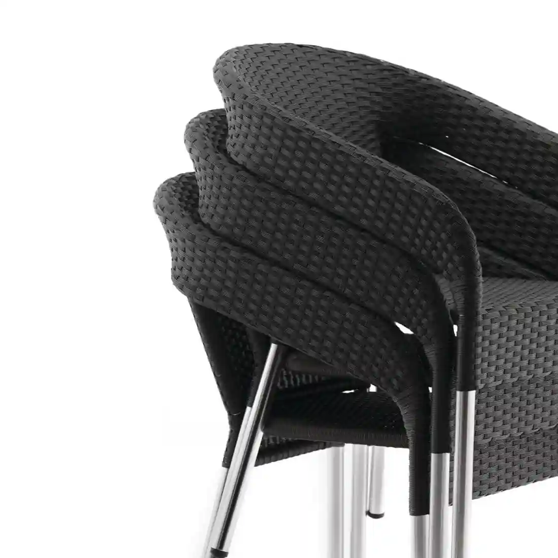 Bolero Wicker Wraparound Bistro Chairs Charcoal (Pack of 4) - Image 3