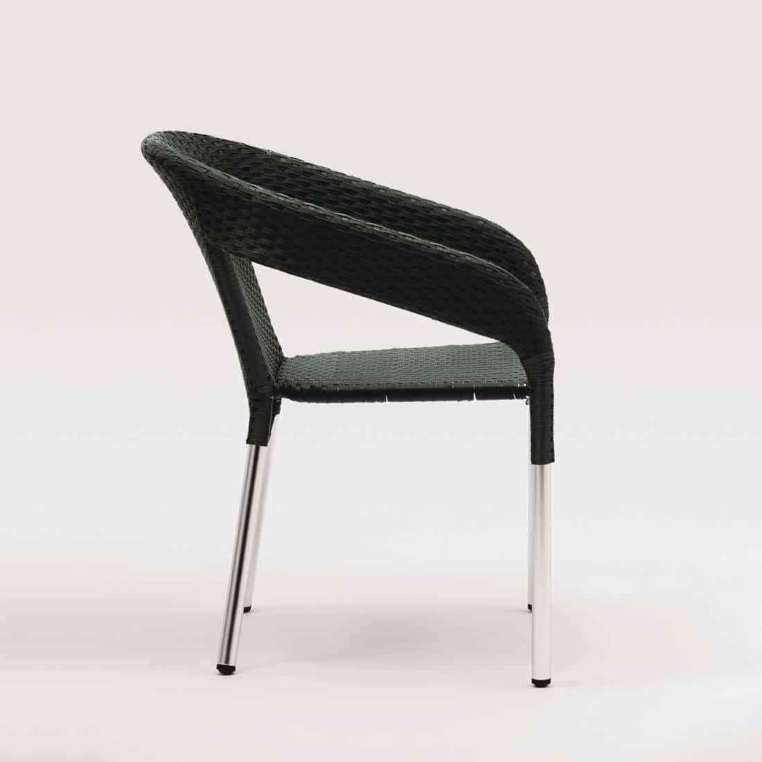 Bolero Wicker Wraparound Bistro Chairs Charcoal (Pack of 4) - Image 6