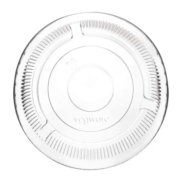 Vegware 96 Series Compostable Cold Cup Flat Lids No Hole 12/16oz (Pack of 1000) - Image 1