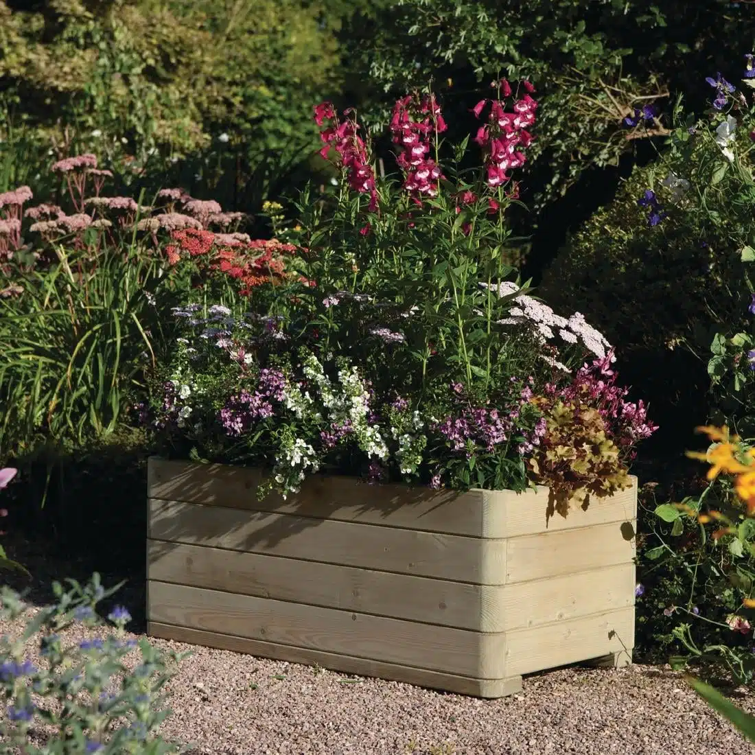 Rowlinson Marberry Layer Planter Rectangular Natural Timber 100cm - Image 3