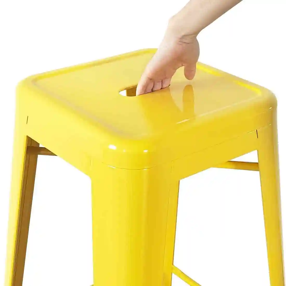 Bolero Bistro Yellow Steel High Stool (Pack of 4) - Image 2