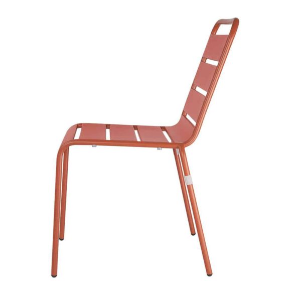 Bolero Terracotta Slatted Steel Side Chairs (Pack of 4) - Image 2
