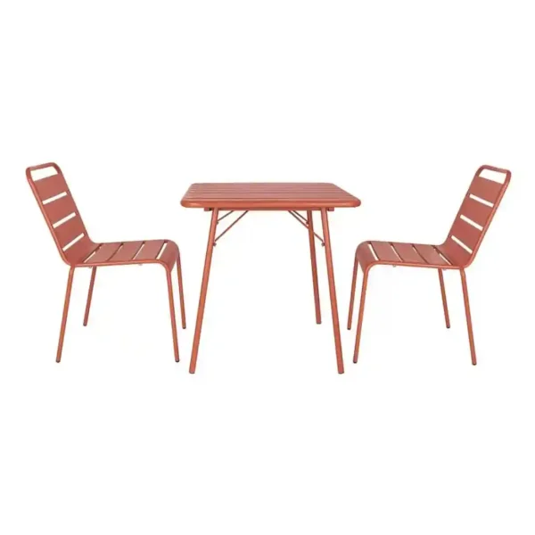 Bolero Terracotta Square Slatted Steel Table - 700mm - Image 3