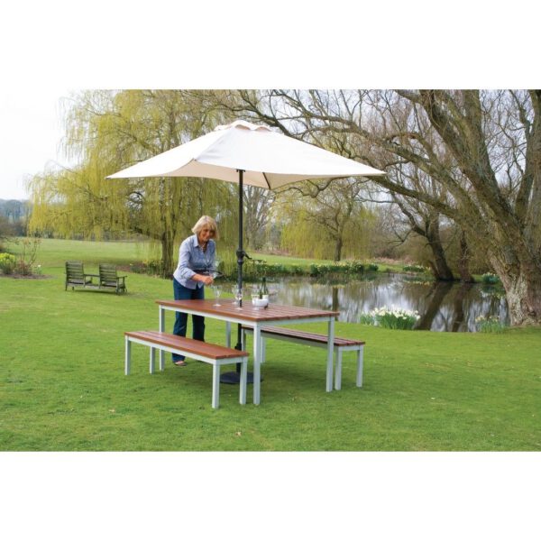 Enviro Outdoor Walnut Effect Faux Wood Table 1800mm - Image 5
