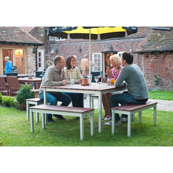 Enviro Square Outdoor Walnut Effect Faux Wood Table 1250mm - Image 4