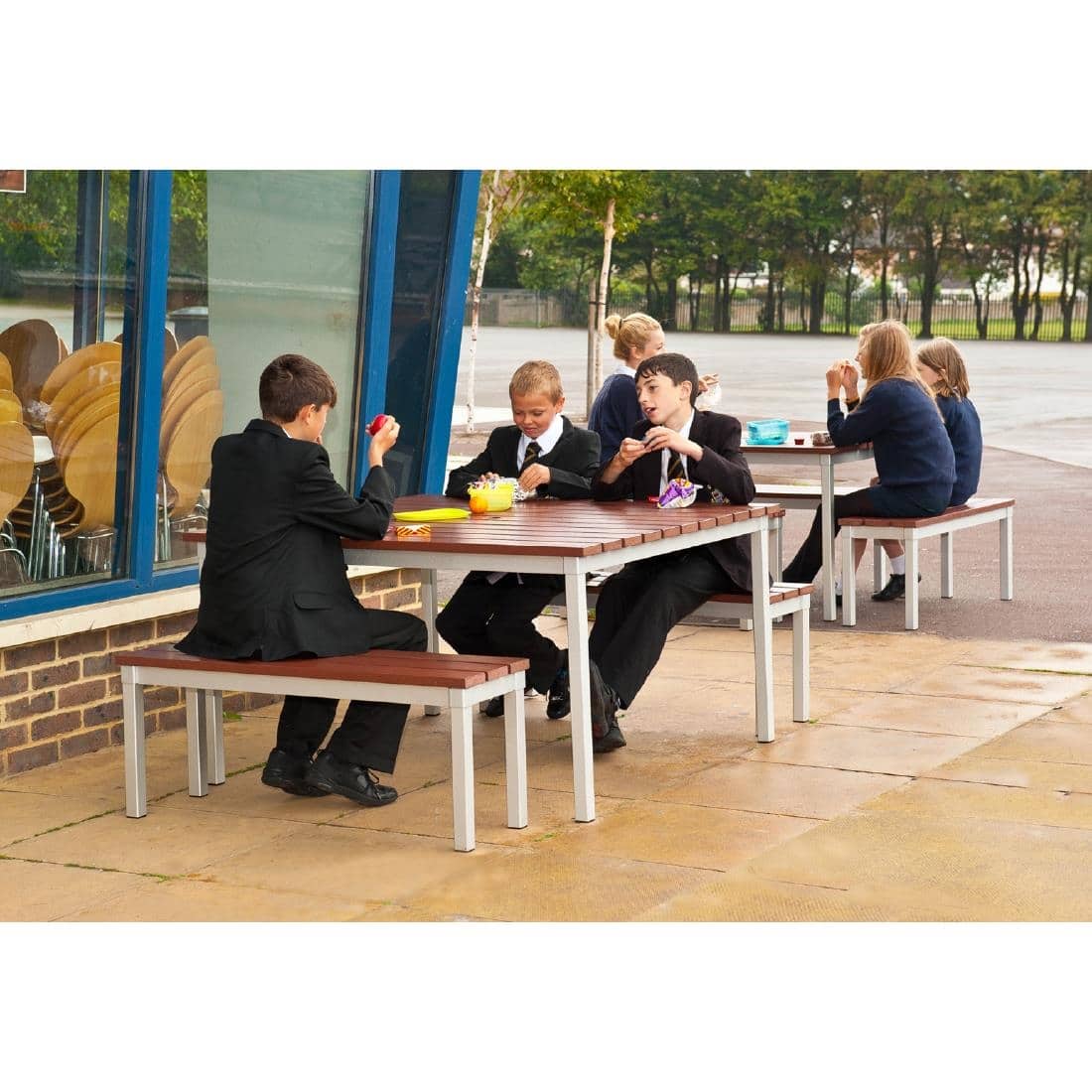 Enviro Outdoor Walnut Effect Faux Wood Bench 3ft - Image 4