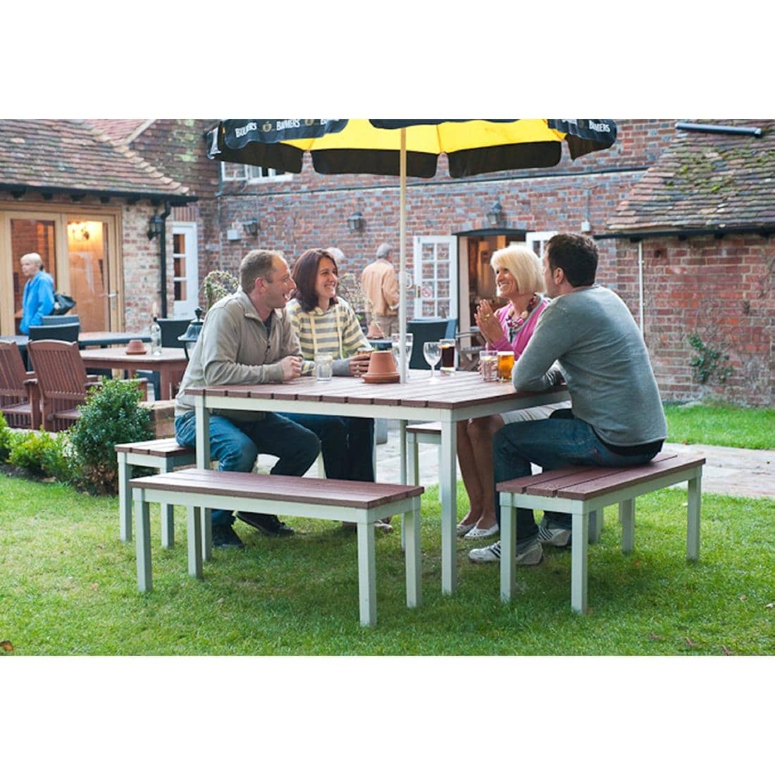 Enviro Outdoor Walnut Effect Faux Wood Bench 3ft - Image 6